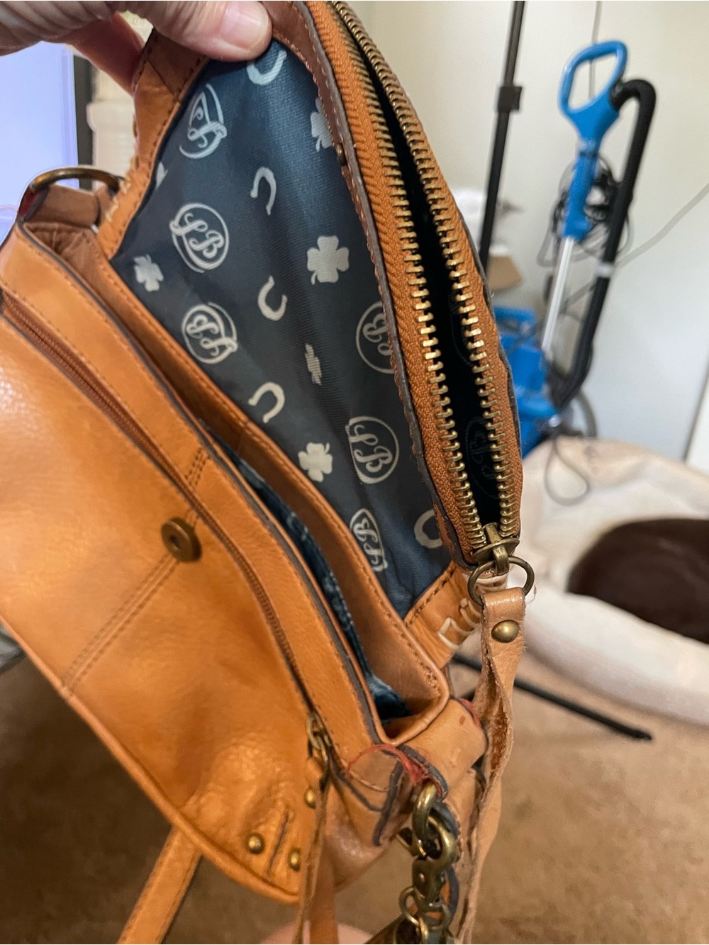 Lucky Brand Saddle Crossbody Bag in Tan Brown with Tassel